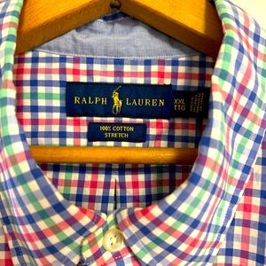 Ralph Lauren Men’s Plaid Pink Green Blue Long Sleeve Button Down XXL